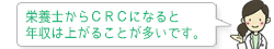 管理栄養士からＣＲＣになると年収は上がることが多いです。