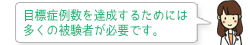 目標症例数を達成するためには多くの被験者が必要です。